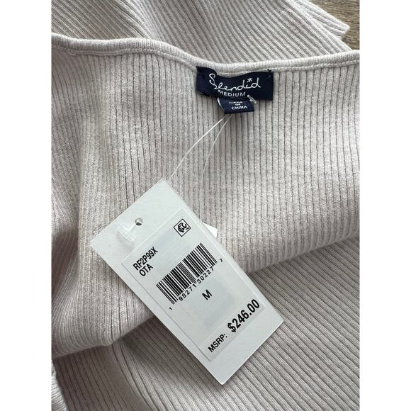 Splendid Ribbed Knit Maxi Double Slit Skirt & Tank Top Set Ecru M - Picture 5 of 6